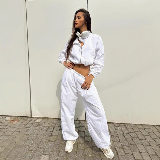 Damen Kurz geschnittene Windbreaker Jacke mit halbem Reißverschluss, Tunnelzug und elastischen Bündchen EB
