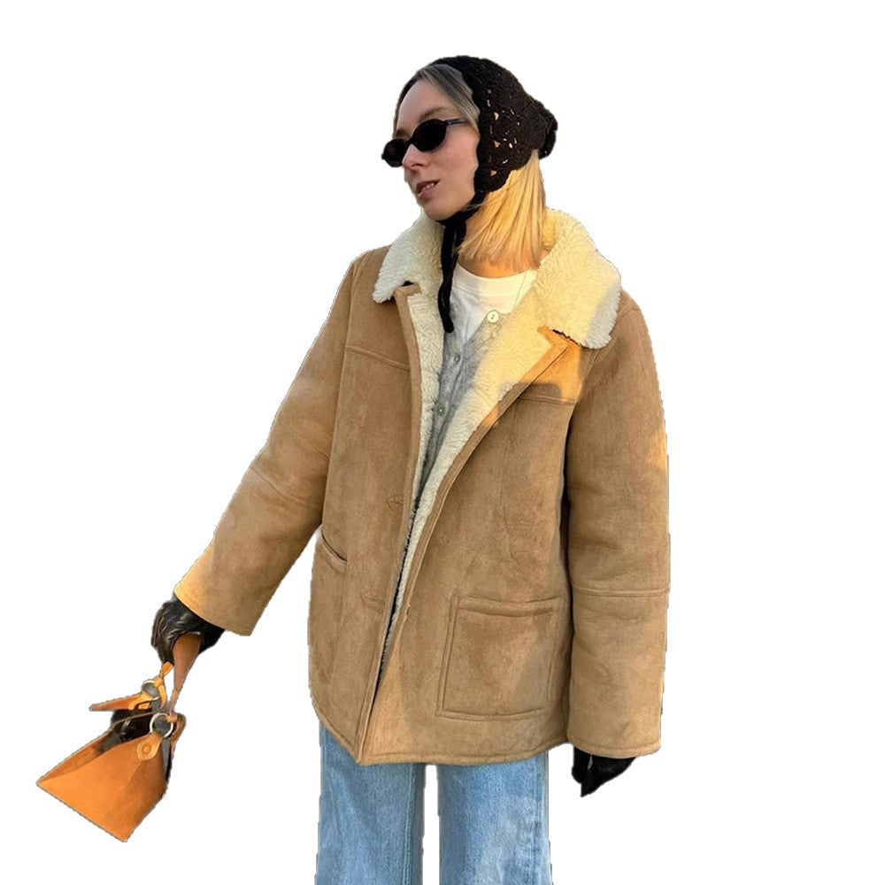 Damen Oversized Kunstfelljacke im lässigen Schnitt EB
