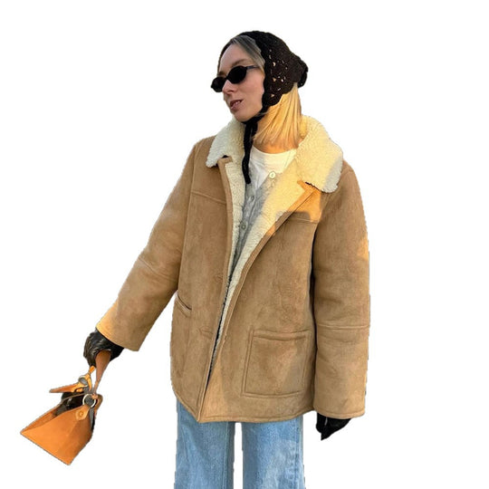 Damen Oversized Kunstfelljacke im lässigen Schnitt EB