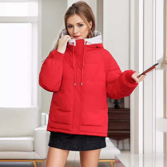 Damen modische Steppjacke mit abnehmbarer Kapuze und komfortabler Passform EB