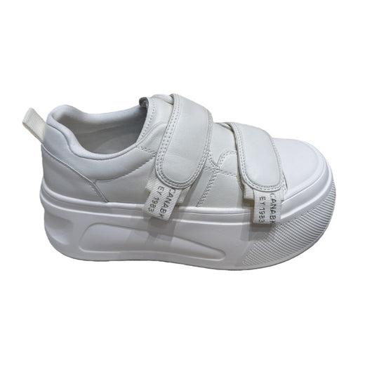 Damen Sneakers mit doppeltem Klettverschluss und hohen Plateau-Heel EB