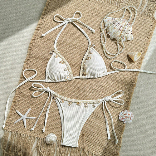 Damen Triangel-Bikini mit zarten floralen Akzenten EB