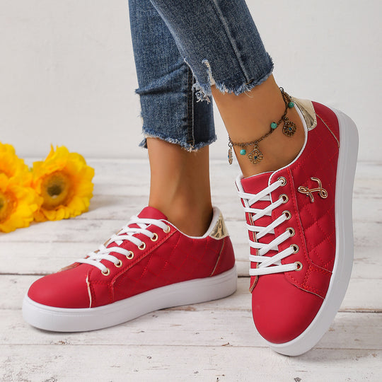 Damen Sportliche Schnür-Sneaker mit elegantem Steppdesign EB