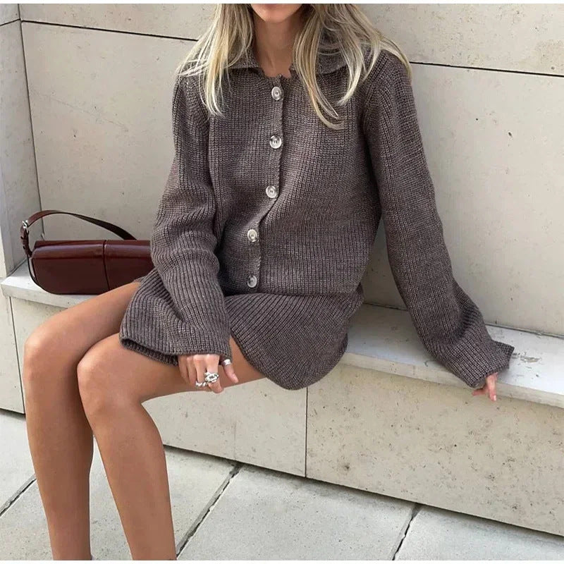 Damen Strickpullover und Rock Ensemble EB