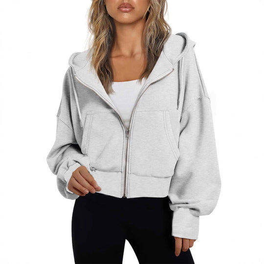 Damen modischer Kapuzenpullover mit lässigem Schnitt und praktischen Taschen EB