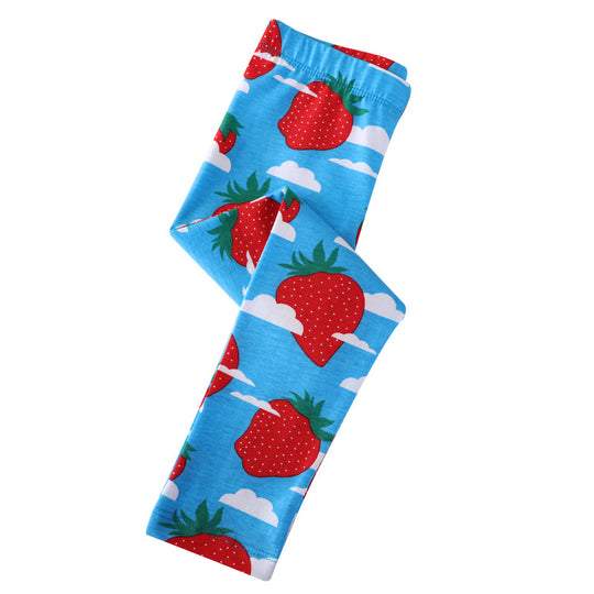 Mädchen Leggings mit fröhlichem Erdbeermotiv EB