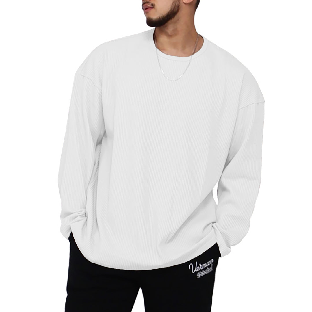 Herren Langarmshirt mit strukturiertem Rippenmuster und modernem Schnitt EB