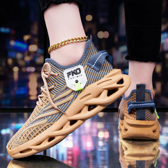 Herren nan leichter Strick-Sneaker mit nahtlosem Sockenschaft, atmungsaktivem Mesh-Obermaterial und innovativer hohlgeformter EVA-Dämpfung EB