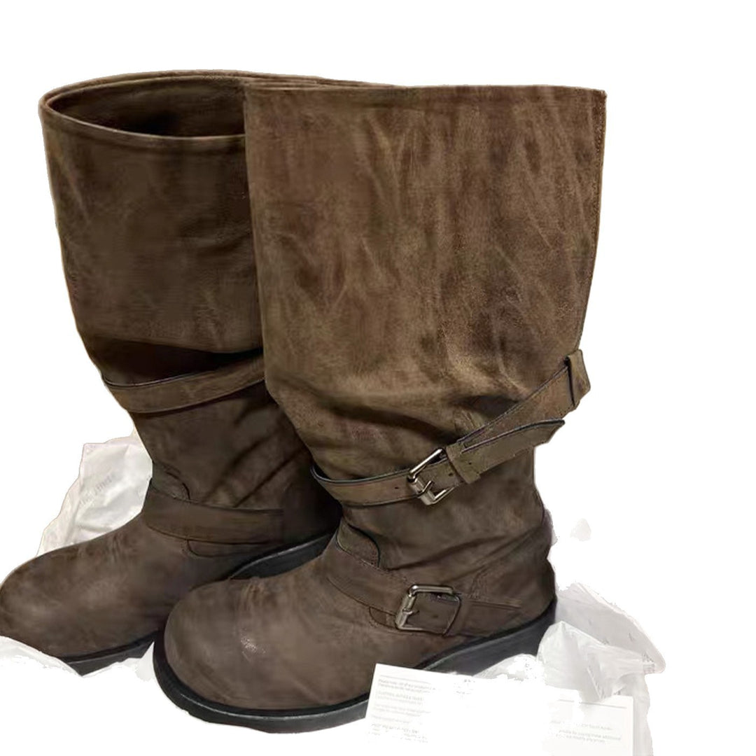 Damen Overknee-Stiefel mit glamourösem Schnallenverschluss EB