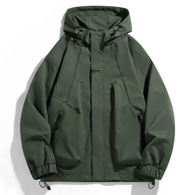 Herren wind- und wasserabweisende Kapuzenblouson mit ergonomischen Nähten, verstellbarem Saum und sicheren Reißverschlusstaschen EB