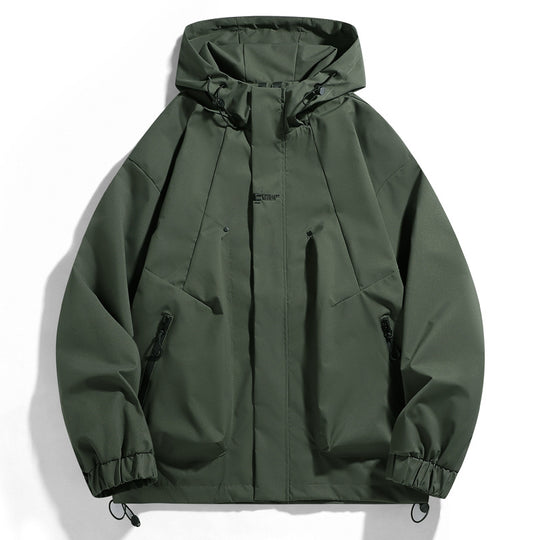 Herren wind- und wasserabweisende Kapuzenblouson mit ergonomischen Nähten, verstellbarem Saum und sicheren Reißverschlusstaschen EB