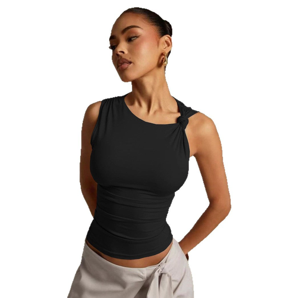 Damen Elegantes Tanktop mit asymmetrischem Design und raffinierten Knotelementen EB