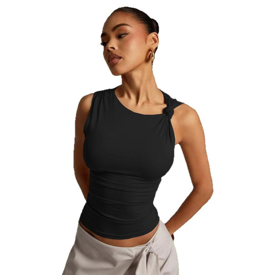 Damen Elegantes Tanktop mit asymmetrischem Design und raffinierten Knotelementen EB