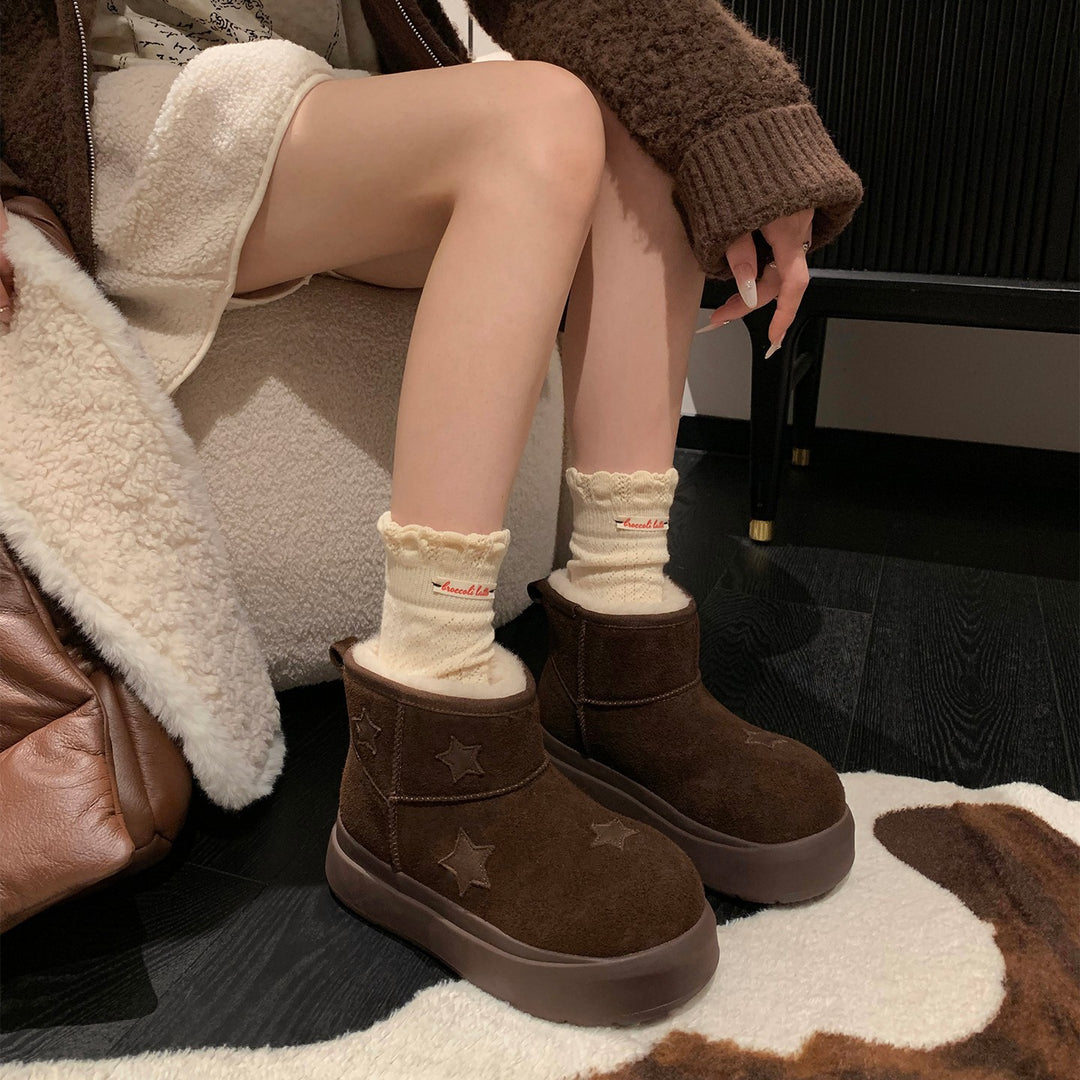 Damen trendige Winterstiefel mit komfortabler Sohle und dekorativen Sternen EB