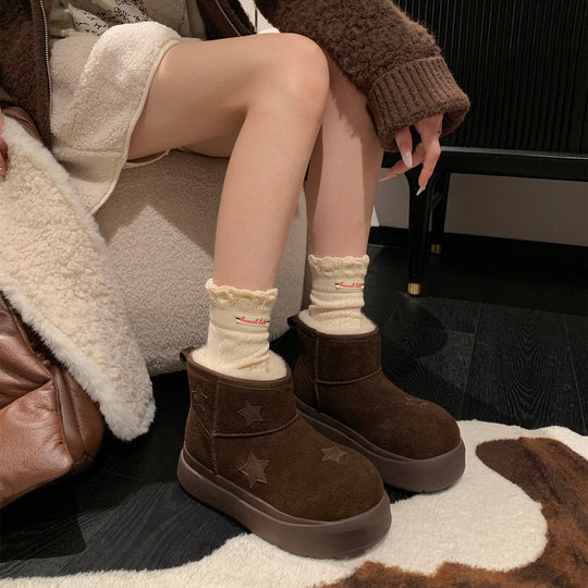 Damen modische Winterboots mit bequemer Sohle und elegantem Sternen-Design EB