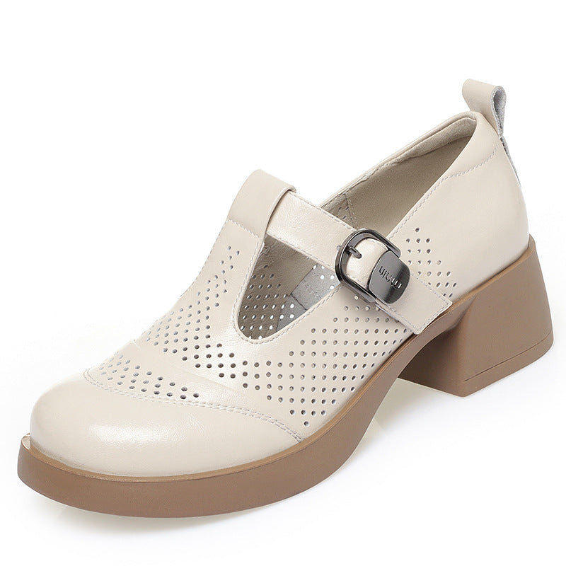Damen Halbschuhe mit modischem Riemchen und atmungsaktiver Lochoptik EB