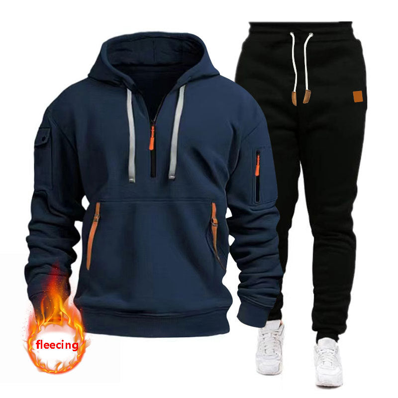 Herren Sportliches Hoodie-Set mit funktionalen Taschen und atmungsaktiven Eigenschaften EB