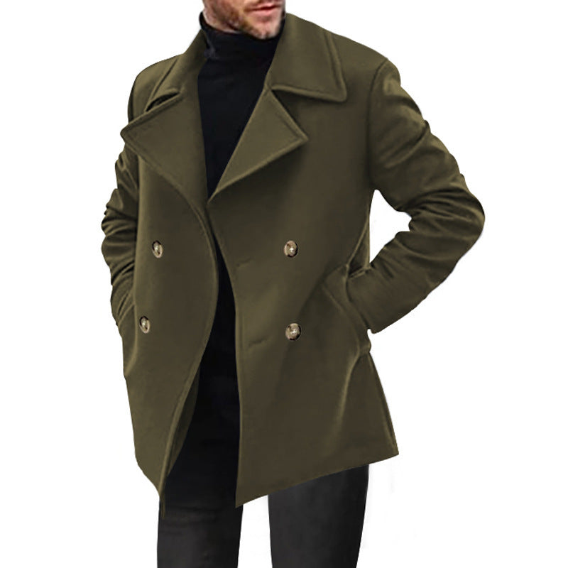 Herren klassischer Peacoat mit modischem Revers und eleganten Knopfdetails EB