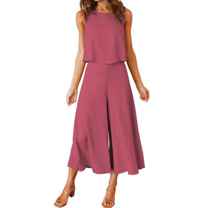Damen Jumpsuit mit fließendem Schnitt und weitem Bein EB
