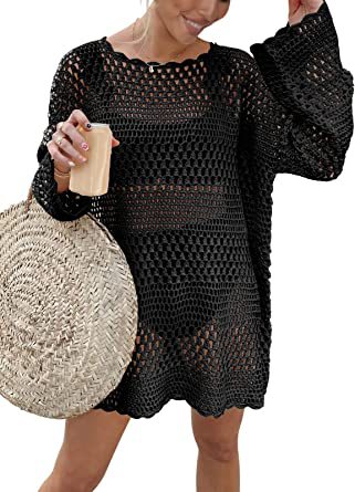 Damen luftiges Häkelkleid EB