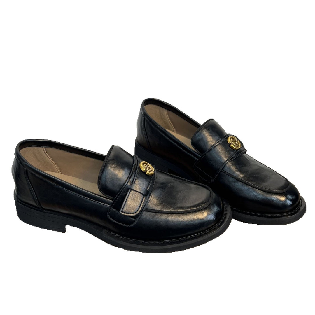Damen Elegante Mokassins aus hochwertigem Leder mit dekorativem Schnallenverschluss EB