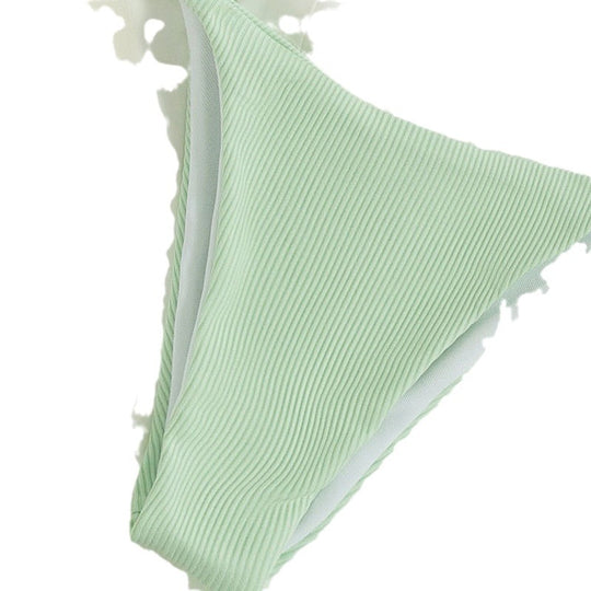 Damen Triangel-Bikini mit feinem Rippstruktur und verspielten Bindebändern EB