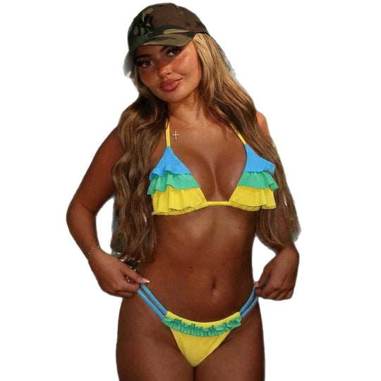 Damen Rüschen Bikini-Set mit verstellbaren Trägern EB