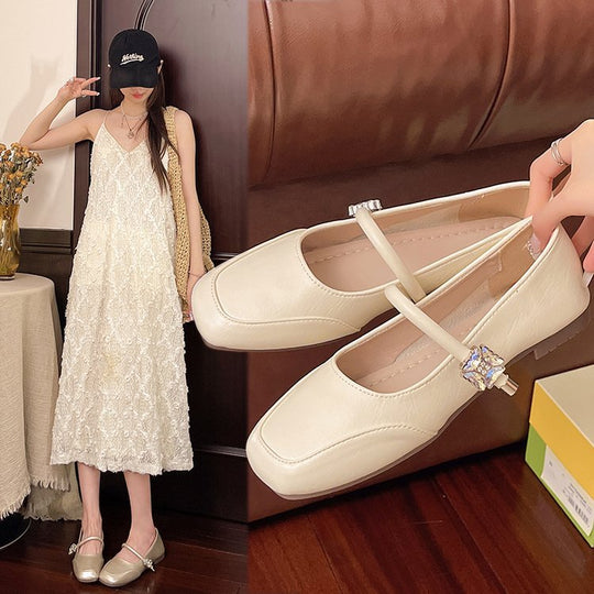 Damen elegante Ballerinas mit dekorativem Verschluss EB