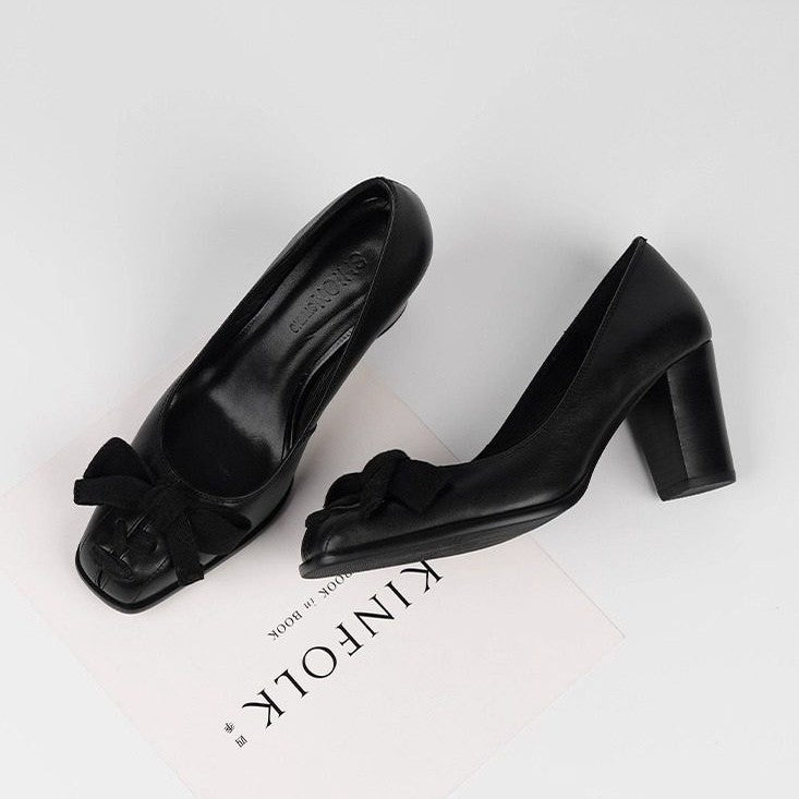 Damen elegante Pumps mit modischer Schleifenapplikation EB