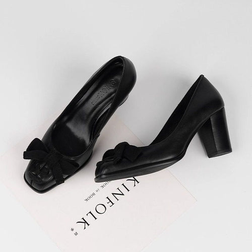Damen elegante Pumps mit modischer Schleifenapplikation EB