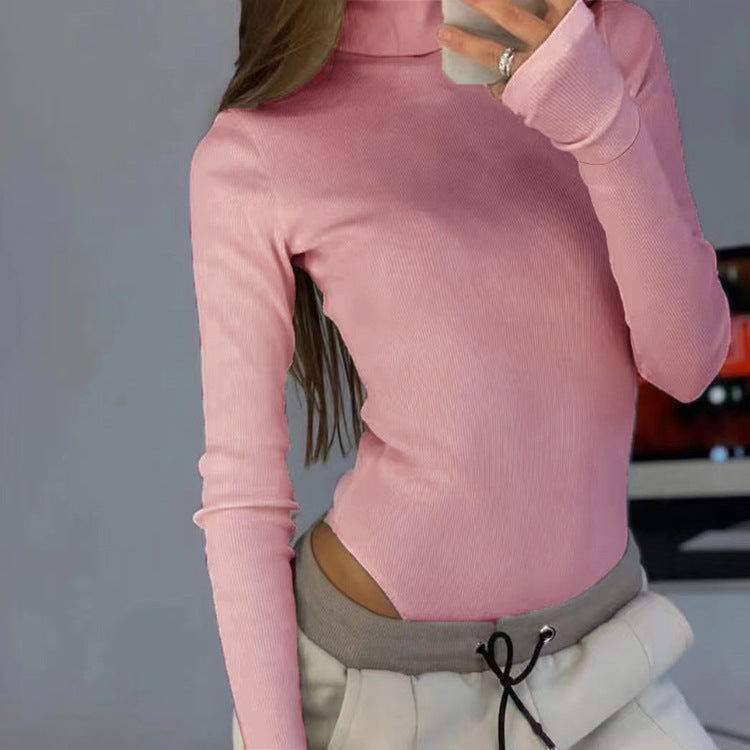 Damen Langärmliges Oberteil mit hohem Kragen und modernen Cut-Outs EB