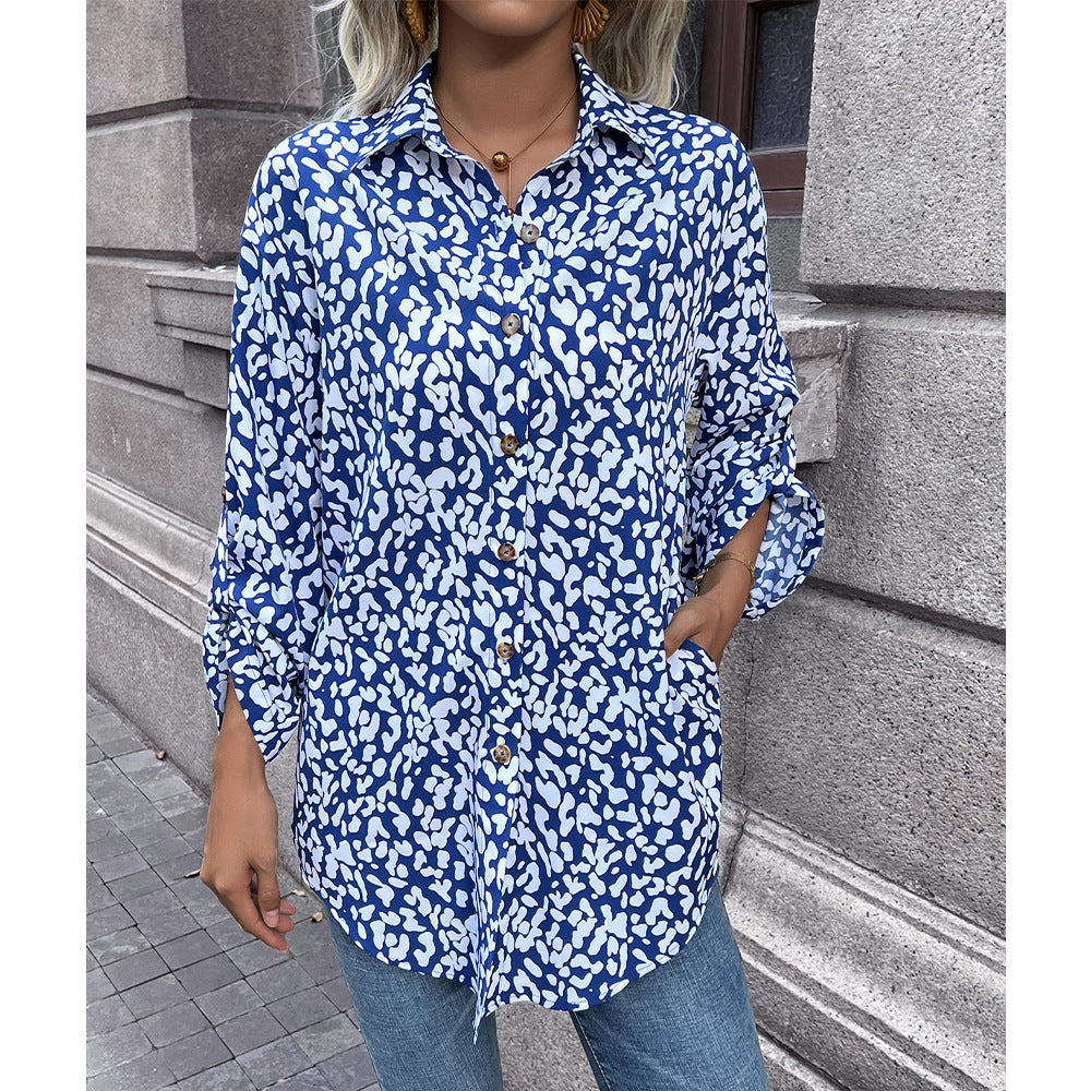 Damen luftiges Blusenshirt mit Animal-Print und bequemen Schnitt EB