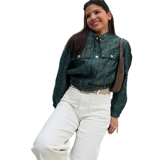 Damen Lässige Oversized-Jacke mit Knopfverschluss EB