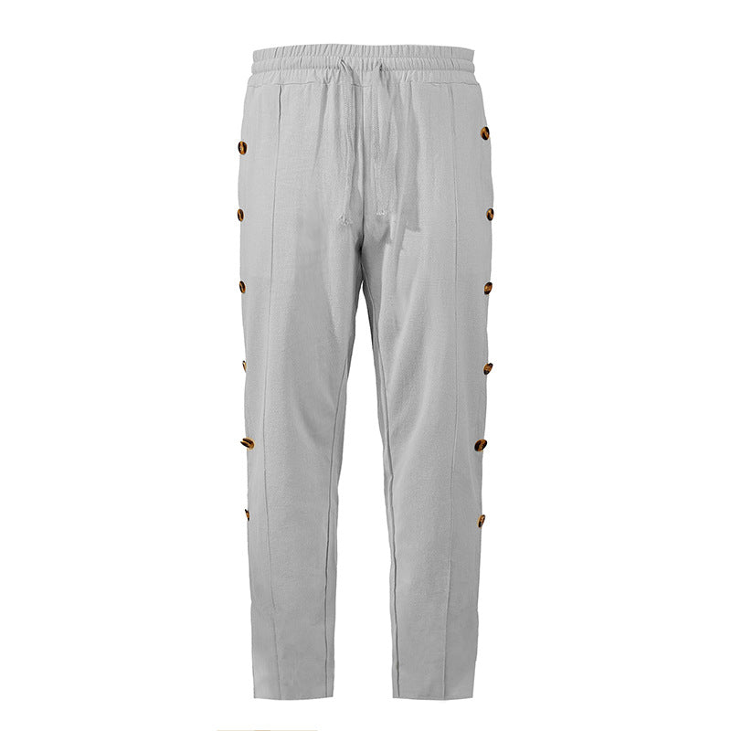 Herren modische Designerhose mit Knopfleiste und verstellbarem Bund EB