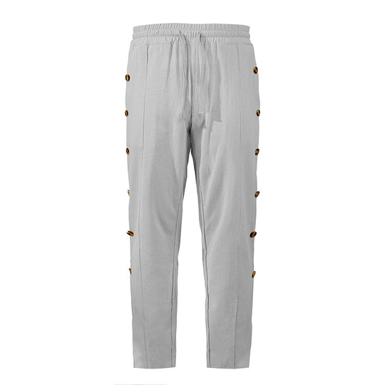 Herren modische Designerhose mit Knopfleiste und verstellbarem Bund EB