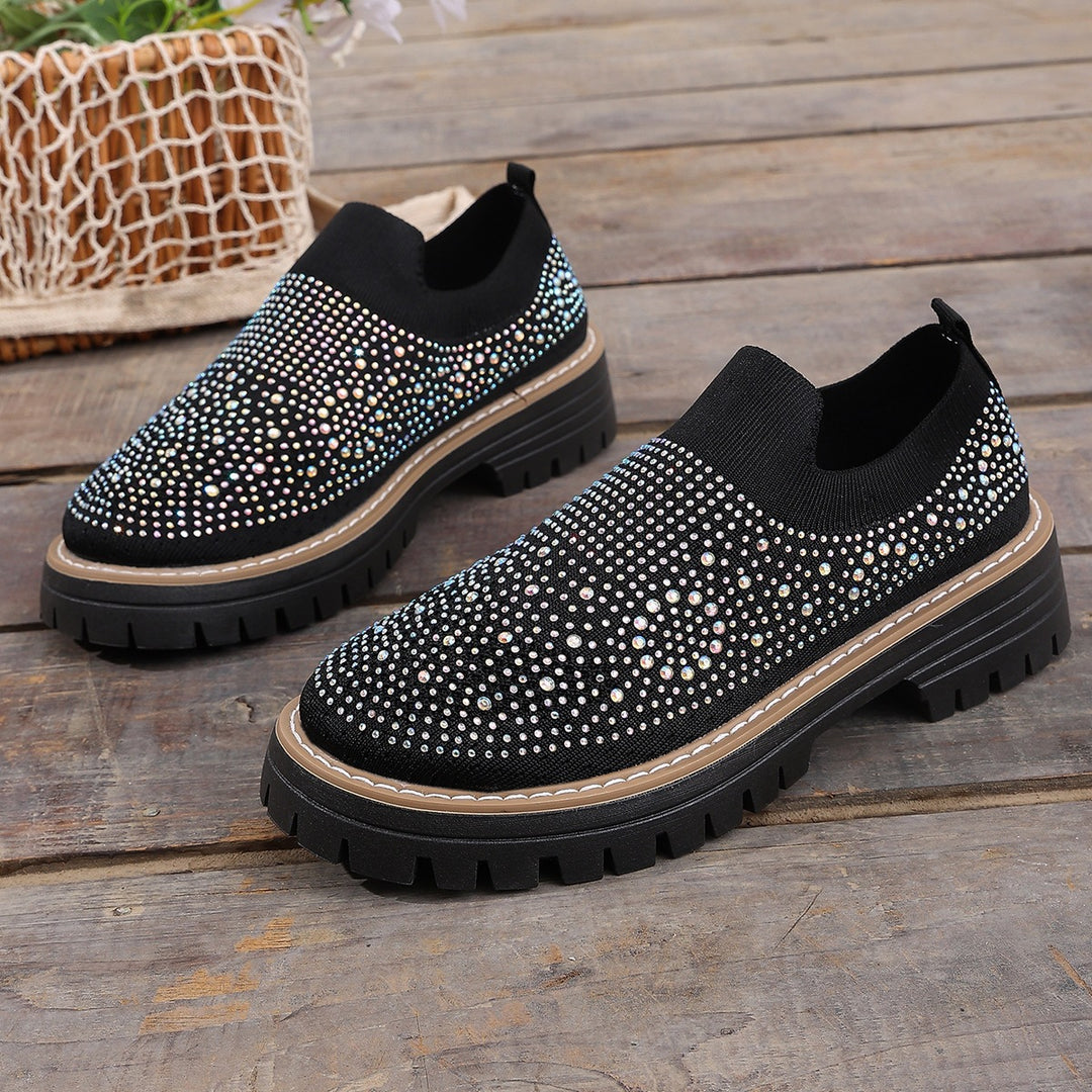 Damen Glitzernde Slip-On Sneakers mit komfortablem Fußbett EB