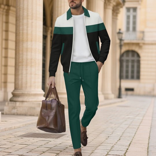 Herren moderdne Freizeitjacke mit kontrastierendem Design und lässigen Chinohosen EB
