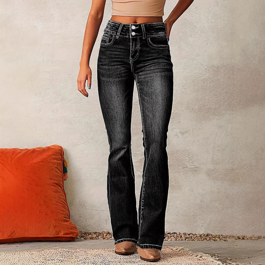 Damen Flared Jeans mit hohem Bund und flexibler Passform EB