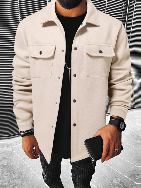Herren nan Hemdenjacke aus Wollmix mit Druckknöpfen und Pattentaschen EB