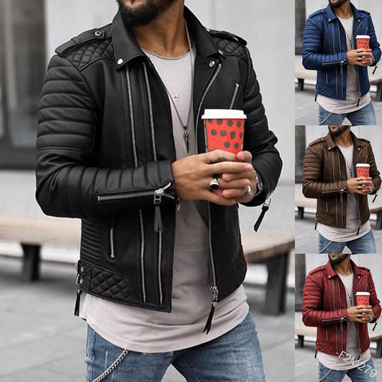Herren Bikerjacke mit Steppungen und Reißverschlüssen EB