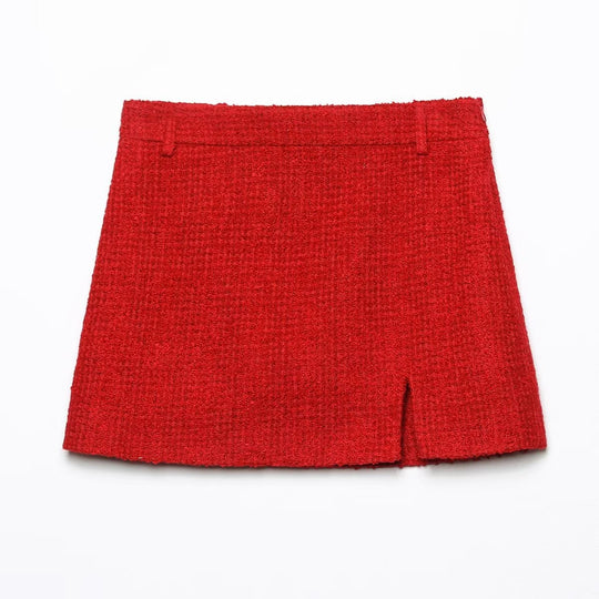 Damen Tweedrock mit seitlichem Schlitz und eleganter Struktur EB