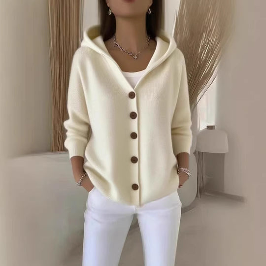 Damen nan Kapuzen-Cardigan mit Knopfleiste und lässiger Oversize-Passform EB