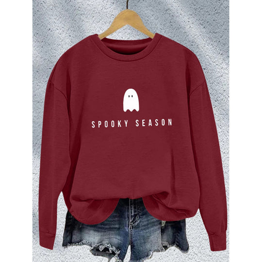 Unisex nan lässiges Halloween Sweatshirt mit Gespenst-Print und Oversize-Schnitt EB