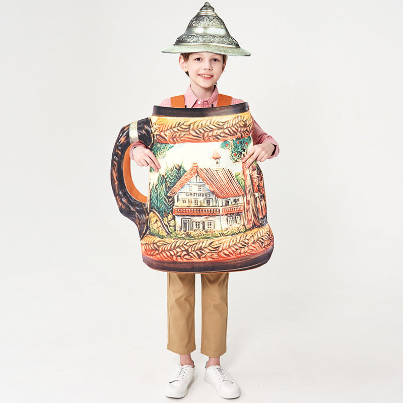Unisex nan traditioneller keramischer Bierkrug mit Zinndeckel und handbemaltem Reliefmotiv EB