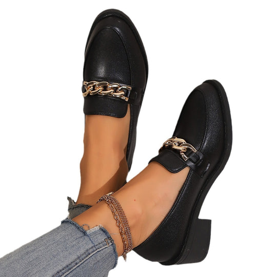Damen Elegante Mokassins mit modischem Kettenbesatz EB