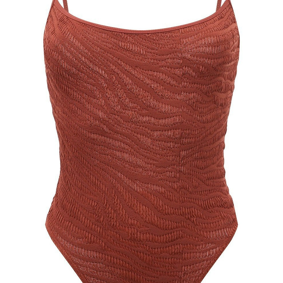Damen Einteiliger Badeanzug mit strukturiertem Zebra-Muster EB