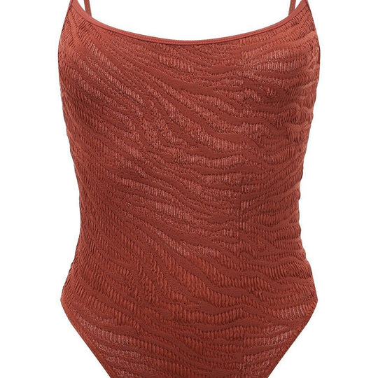 Damen Einteiliger Badeanzug mit strukturiertem Zebra-Muster EB
