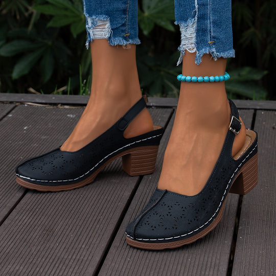 Damen Slingback-Pumps mit elegantem Cut-Out-Design und komfortablem Blockabsatz EB