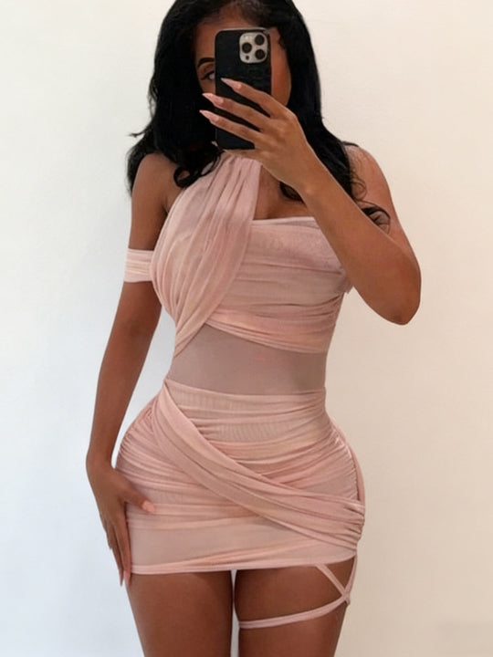Damen Figurbetontes Wickelkleid mit asymmetrischem Design EB