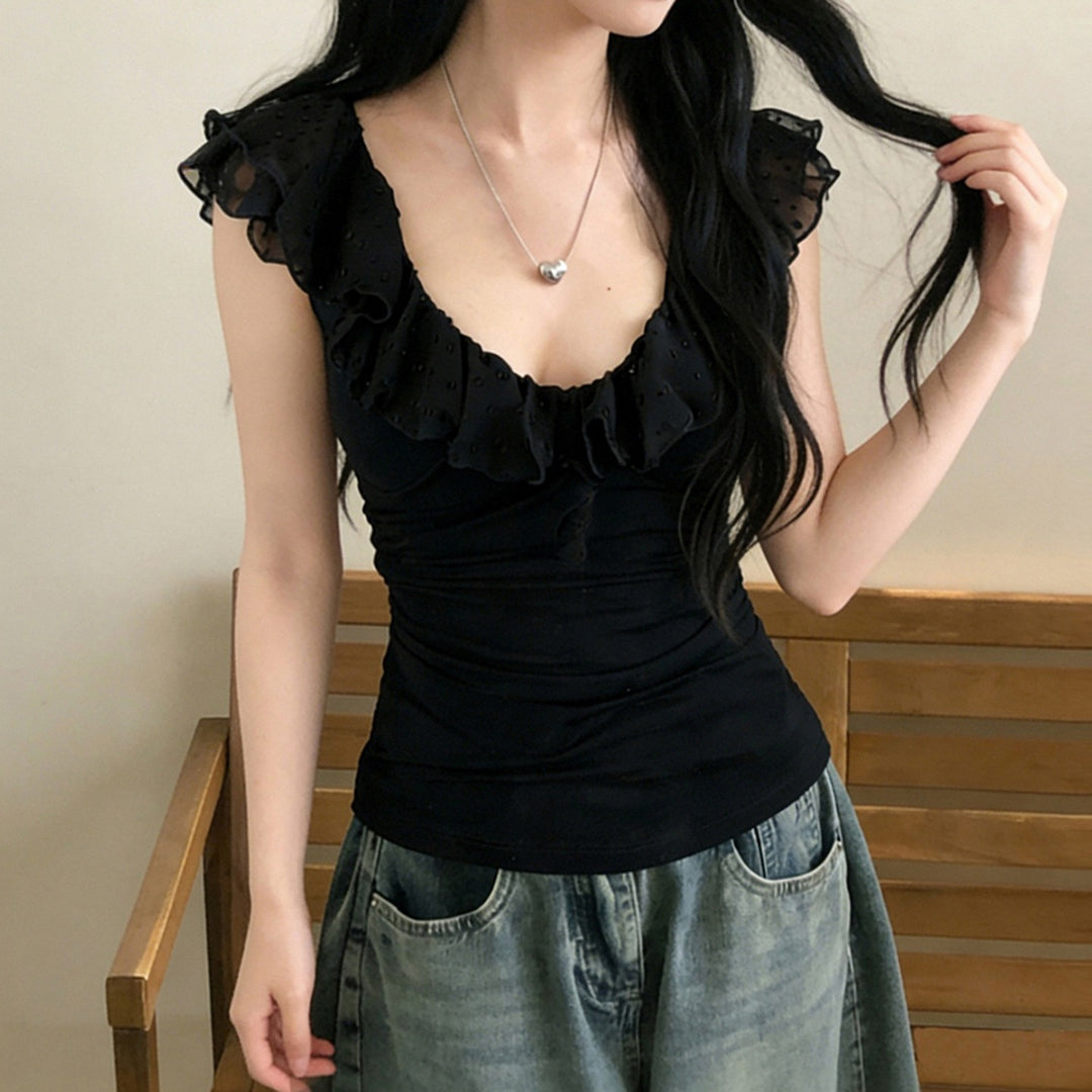 Damen Elegantes Oberteil mit Rüschendesign EB